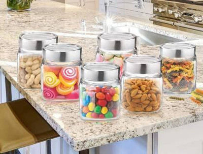 GOOD TO GREAT CREATION Glass Grocery Container  - 500 ml(Pack of 6, Clear)