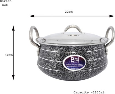 bartan hub Cook and Serve Kitchen Handi With Lid (2500ml) Cookware Set(Aluminium, 1 - Piece)