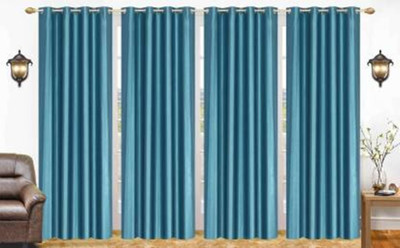 Galaxy Home Decor 153 cm (5 ft) Window Polyester Semi Transparent Curtain (Pack Of 4)(Aqua, Plain)
