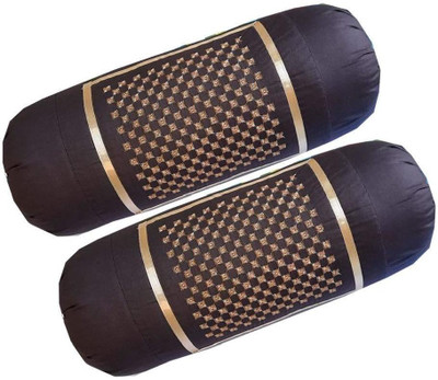 Divine Homes Cotton Bolsters Cover(Pack of 2, 38 cm*80 cm, Brown)