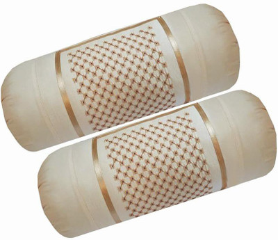 Divine Homes Cotton Bolsters Cover(Pack of 2, 38 cm*80 cm, White)