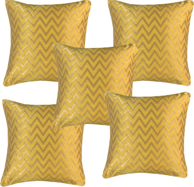 VIREO Dupion Silk Cushions Cover(40 cm*40 cm, Pack of 5, Yellow)
