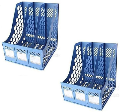 DITCAFOS 3 Compartments PLASTIC FILE RACK HOLDER(Multicolor)