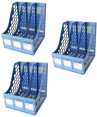 CPEX 3 Compartments PLASTIC FILE RACK HOLDER(Blue)
