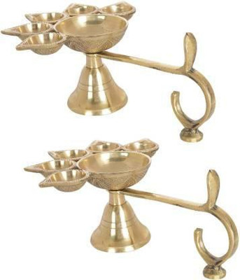 NAVYAKSH 2 unit Brass (Pack of 2) Table Diya Set(Height: 2.7 inch)
