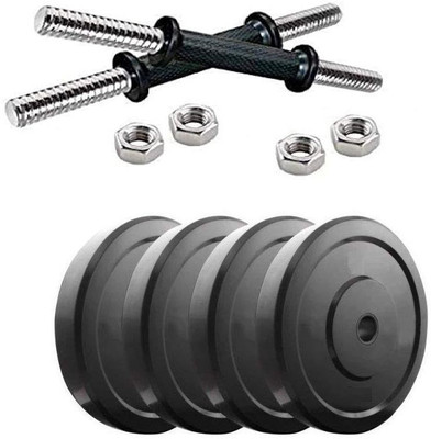 BEACON INTERNATIONAL 8 KG RUBBER DUMBBELL SET WITH RUBBER WEIGHT PLATES AND DUMBBELL RODS Adjustable Dumbbell(10 kg)
