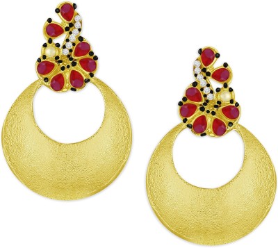 SPARGZ Spargz Gold Plated Ruby Chandbali Earring For Women Ruby Brass Chandbali Earring