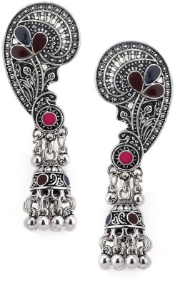 RUBANS Oxidised Silver-Toned Jhumka Earrings Alloy Jhumki Earring