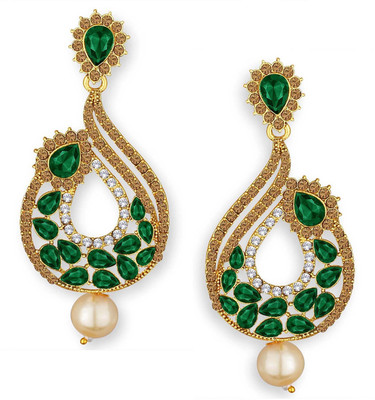 SPARGZ Fashionable Gold Plated Synthetic Stone Dangle Diamond Alloy Drops & Danglers