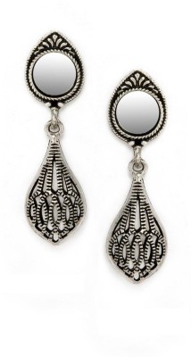 RUBANS Silver Toned Hand Crafted Statement Drop Earrings Alloy Drops & Danglers