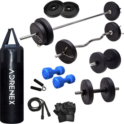 Adrenex by Flipkart 40 kg PVC COMBO 343 WB with Unfilled Punching Bag & PVC Dumbbells Home Gym Combo