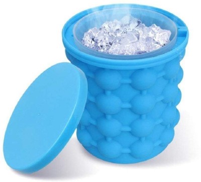 LINER BOUTIQUE 1.5 L Silicone New Silicone Space Saving Ice Cube Genie Maker Trays Molds Ice Bucket for Chilling Burbon Whiskey Cocktail Beverag (Blue) Ice Bucket(Blue)