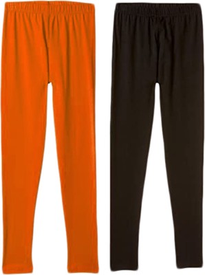 Lyra Legging For Girls(Orange Pack of 2)