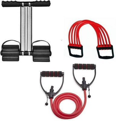 PRODEALS HOME WORKOUT SET OF DOUBLE SPRING TUMMY TRIMMER WITH CHEST EXPANDER AND SINGLE TONING TUBE Fitness Accessory Kit Kit