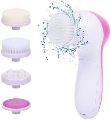 APNA MALL 5 in 1 Facial Massager | Instant glow 5 in 1 face therapy machine Massager (Multicolor) Massager (Pink, White) 5 in 1 Face Facial Exfoliator Electric Massage Machine Care & Cleansing Cleanser Massager Kit For Smoothing Body Beauty Skin Cleaner facial massager machine for face (Pink) Massag