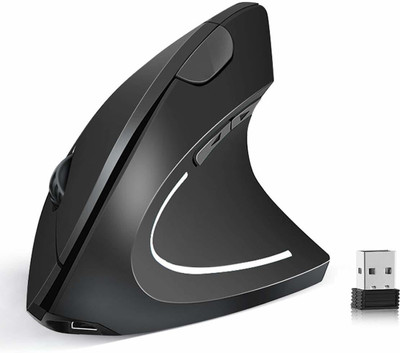 microware Upgraded Vertical Wireless 2.4G Optical Ergonomic Mouse-Reduce Wrist Pain, 6 Buttons 4 Adjustable DPI 1000/1600/2000/2400 Levels, Better Performance for PC, Desktop, Laptop Wireless Optical  Gaming Mouse(2.4GHz Wireless, Black)