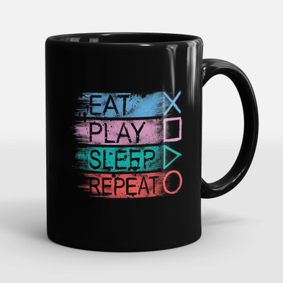 Sublikraft Eat Play Sleep Repeat Printed Ceramic Coffee Mug(330 ml)