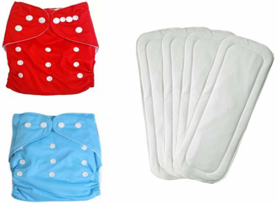DOMENICO Reusable Washable Cloth Nappies With Inserts(5 Layer Insert)(2 Diaper 4 Insert)