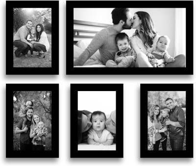 SWADESI STUFF MDF Wall Photo Frame(Black, 5 Photo(s), 4 frame : 5x7 inch,1 frame : 7x12 inch)