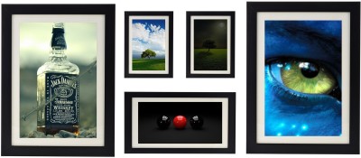 SWADESI STUFF MDF Wall Photo Frame(Black, 5 Photo(s), 2 Frame : 4x6 inch, 1 Frame : 5x9 inch, 2 Frame : 8x12 inch (All Frames are With Mount))