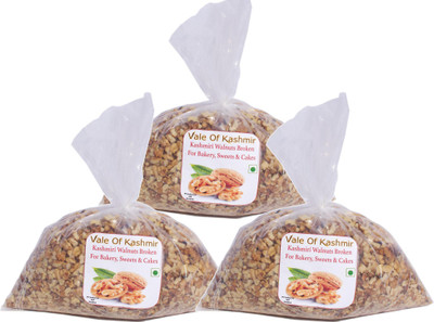 vale of kashmir Kashmiri Walnut Kernels Broken For Sweets Cakes Bakery | Small Walnut Broken Kernels Walnuts(3 x 1 kg)