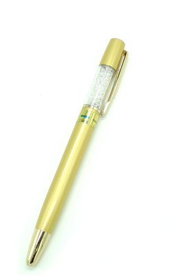 Epraiser Brass Made 2 in 1 Twister Diamond Studded Golden Glossy Designer Roller Ball Pen Roller Ball Pen(Ink Color - Blue)