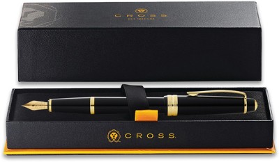 CROSS Bailey Light Black Resin Fountain Pen Pen with gold plate appts - med nib Fountain Pen(Ink Color - Black)