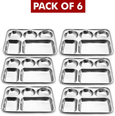 Lyticx Partition Plate pack of 2 Sectioned Plate(Pack of 6, Microwave Safe)