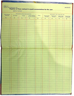 LRS Form B Register of Fines Realized & unpaid accumulations, prescribed Under Rule 22 Under Punjab Labour Welfare Rules 1-Part Record Keeping Book(1 Sets)