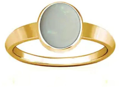 RSPSHAKTI Natural white Opal Weight 7.25 Ratti 6.52 Carat Gemstone Premium Panch Dhatu Gold Coated Adjustable Ring for Men and Women with Lab Certificate Stone Opal Gold Plated Ring RSPSHAKTI Natural white Opal Weight 7.25 Ratti 6.52 Carat Gemstone Premium Panch Dhatu Gold Coated Adjustable Ring for Men and Women with Lab Certificate Stone Opal Gold Plated Ring