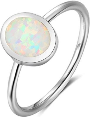 Gemperor Australian Opal Fire Wt 5.25 Rti 4.5 Carat Panchdhatu Silver coat Ring Unisex Metal Opal Silver Plated Ring