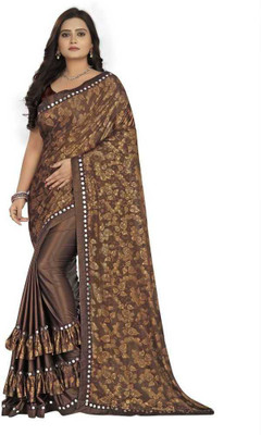 Darshana textile Embroidered Bollywood Lycra Blend Saree(Green)