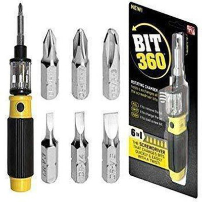 VVG TRADERS Bit 360 6 in 1 Multi Functional Screw Driver Set for Home Ratchet Screwdriver Set (Pack of 1) Impact Screwdriver Set(Pack of 1)