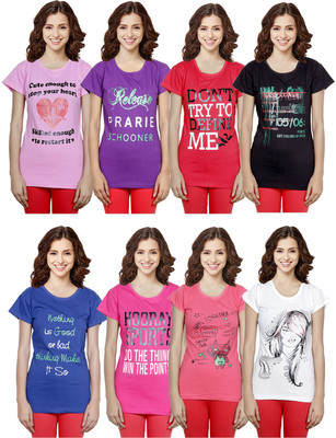 KAYU Printed Women Round Neck Multicolor T-Shirt