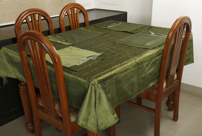 Dekor World Green Polyester Table Linen Set(Pack of 5)