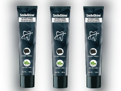 SmiloShine Teeth Whitening Toothpaste with Activated Charcoal Toothpaste(300 g, Pack of 3)