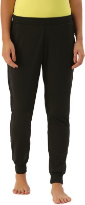 Enamor Dry Fit, Antimicrobial E076 Mid-Rise Smart Active Solid Women Black Track Pants