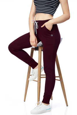 ZEYO Solid Women Maroon Track Pants