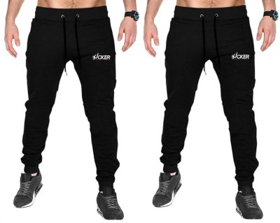 WILD KICKER Solid Men Black, Black Track Pants