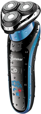 Hatteker Men's 2 in 1 USB Rechargeable Waterproof Electric Razor Beard Shaver and Dry Nose Hair Trimmer Trimmer 60 min  Runtime 2 Length Settings(Black, Blue)
