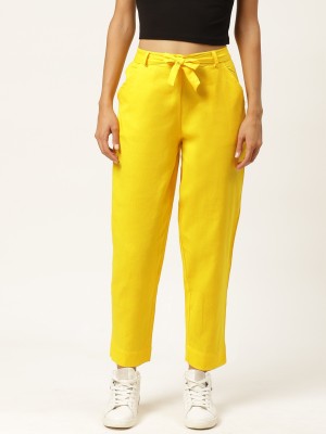 MADARI Regular Fit Women Yellow Trousers