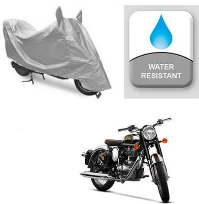 saanvi Two Wheeler Cover for Royal Enfield(Classic Chrome, Silver)