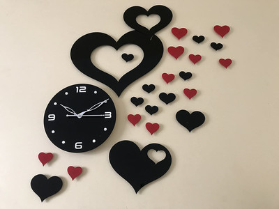 Analog Wall Clock(Black, Without Glass)