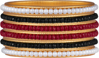 JFL Jewellery for Less Copper Beads Gold-plated Bangle Set(Pack of 6)