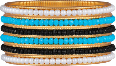 JFL Jewellery for Less Copper Beads, Pearl Gold-plated Bangle Set(Pack of 6)
