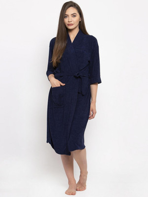 Flipkart SmartBuy Navy Blue 2 Free Size Bath Robe(Bathrobe, For: Men, Navy Blue 2)