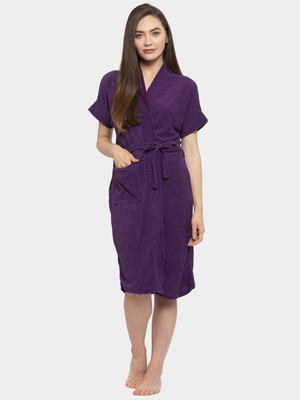 Flipkart SmartBuy Purple Free Size Bath Robe(1 Bath Robe with Belt, For: Women, Purple)