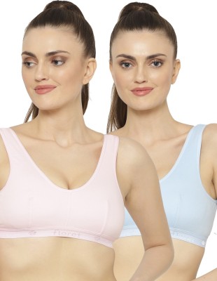 Floret Women Sports Non Padded Full Coverage Bra Women Sports Non Padded Bra(Pink, Light Blue)