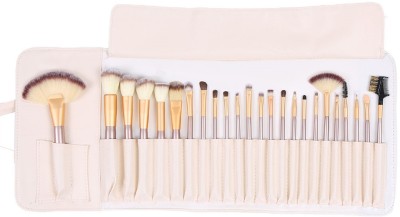 ADS HUDA Beauty Professional Series Cosmetic Makeup Brushes With Leather Pouch - Beige(Pack of 24)