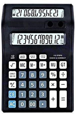 CSON CT 2000 Standard Function Desktop Business 12 Digital Dual Screen Calculator with Pen Holder for Office (Black) Financial  Calculator(12 Digit)